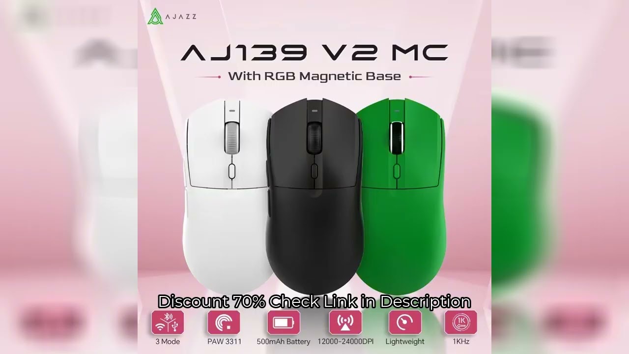 AJAZZ AJ139 V2 MC/AJ139 PRO Wireless Gaming Mouse PAW3311/PAW3395 Sensor 12000DPI/26000DPI 500mAh Bl