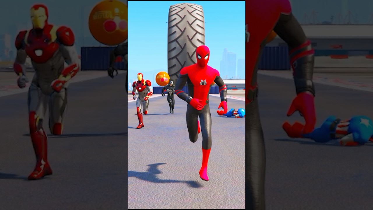 GTA V : Venom Vs Spiderman And Superhero Running Race, who will win?😲 