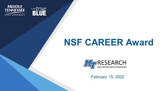 NSF CAREER Award Program_MTSU, Office of Research and Sponsored Programs