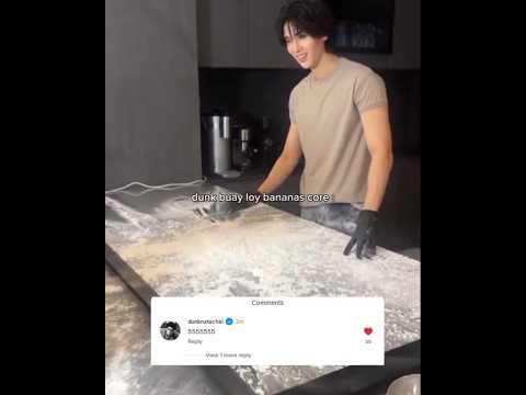dunk smile🤜🏻🐻‍❄️😭 messy with kitchen and he just hehehe😂😂 #dunknatachai #dniep #navoribkk #joongdunk