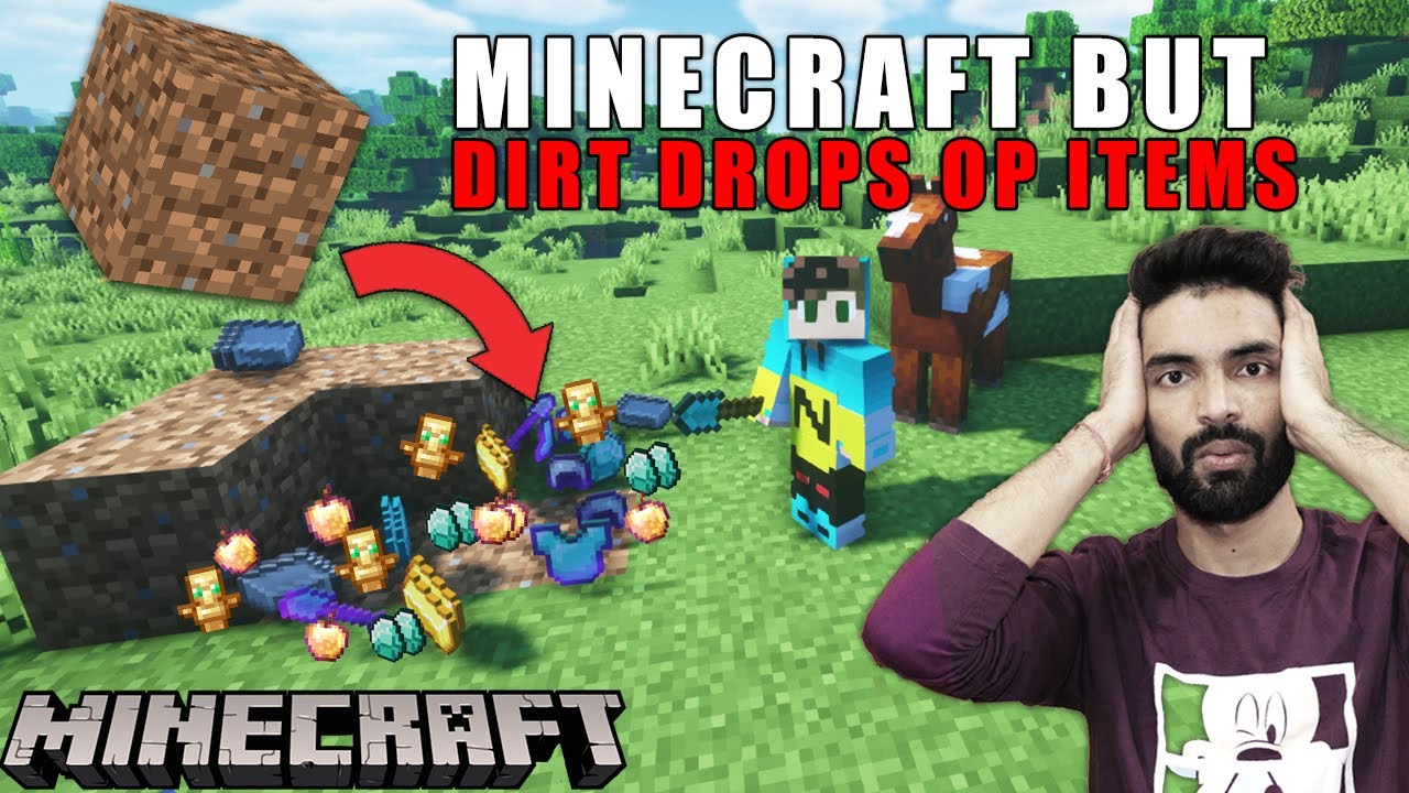 Minecraft But Dirt Drops OP Items - Minecraft Survival In Hindi - YouTube