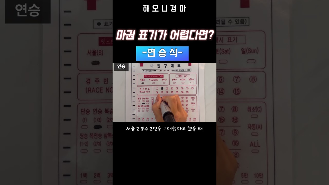 #경마초보꿀팁 [연승식 편] 경마 구매표 작성 방법 가이드 #해오니경마