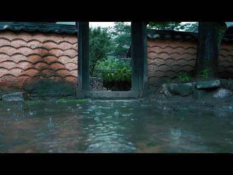 [Rain Sounds For Sleep] 깊은 수면을 위한 빗소리, 한옥 처마밑에서 차분한 빗소리를 들으며 힐링하세요. 문경새재 한옥마을