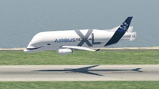 Airbus Beluga Landing Gear Failed Belly Landing At Hong Kong Airport [Xp 11]