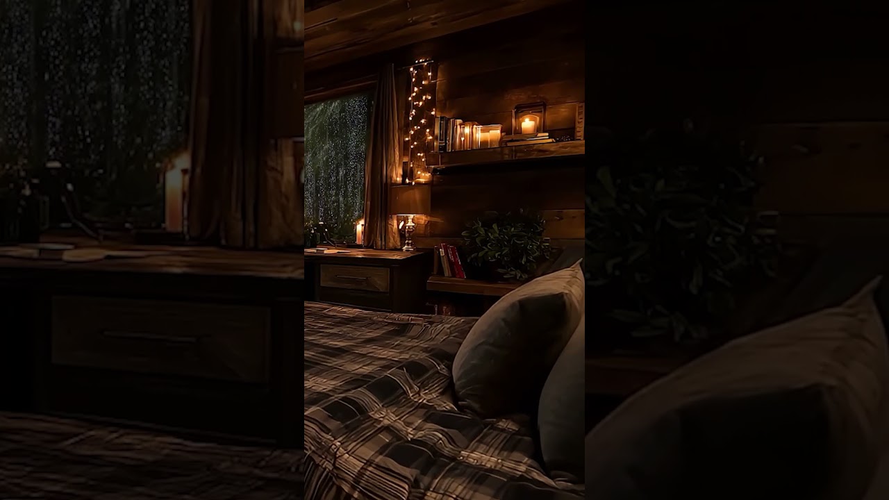 🌧️ Cozy Cabin Rain + Candlelight 🕯️ Sleep & Relax