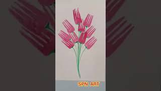 Fork printing Flower #forkprinting ##spnart #diy #artandcraft #craft #easypainting #painting