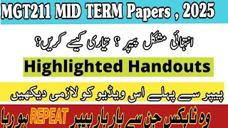 MGT211 Mid term Current Papers 2025 , | MGT211 mid term Preparation | #midtermexams #mgt211
