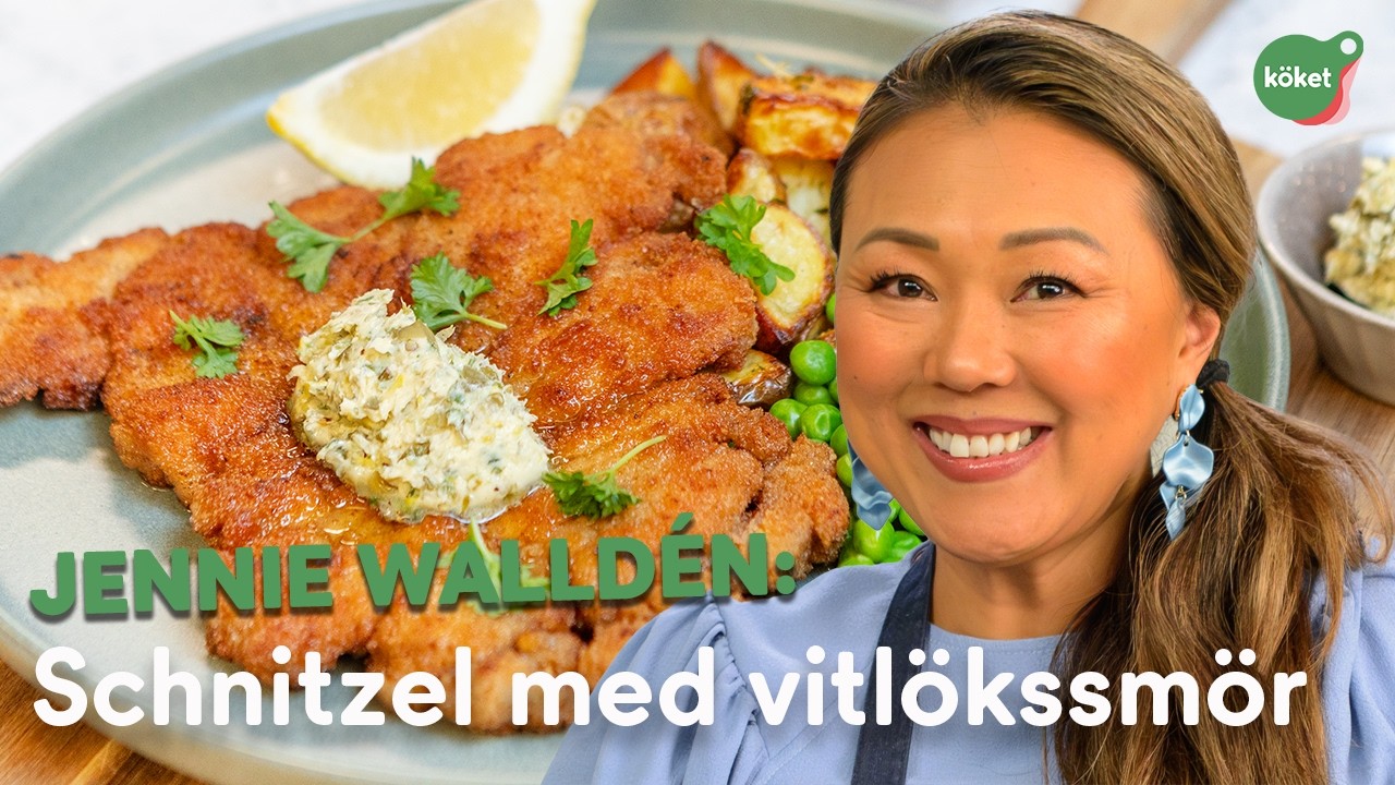 Jennie Walldéns - Schnitzel med vitlökssmör och rosmarinpotatis