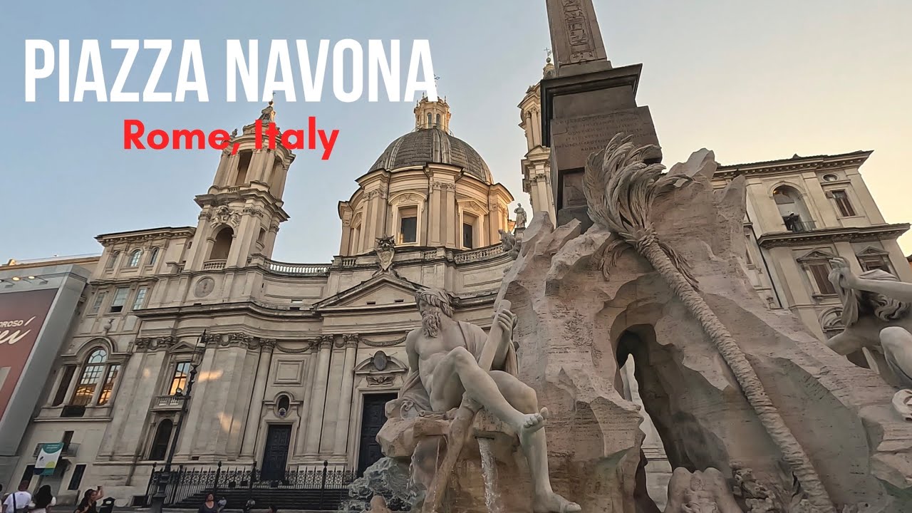 Piazza Navona Walk – Baroque Rome at Sunset | 4K City Sound
