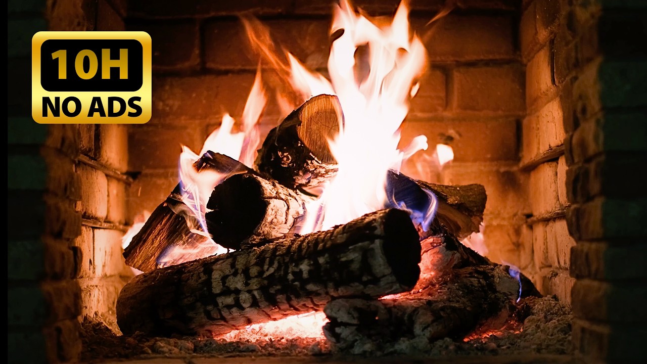 Real Crackling Fireplace 🔥 (NO ADS ✅) | Cozy Relaxation & Deep Sleep 🎧💆‍♂️ | 10 Hours