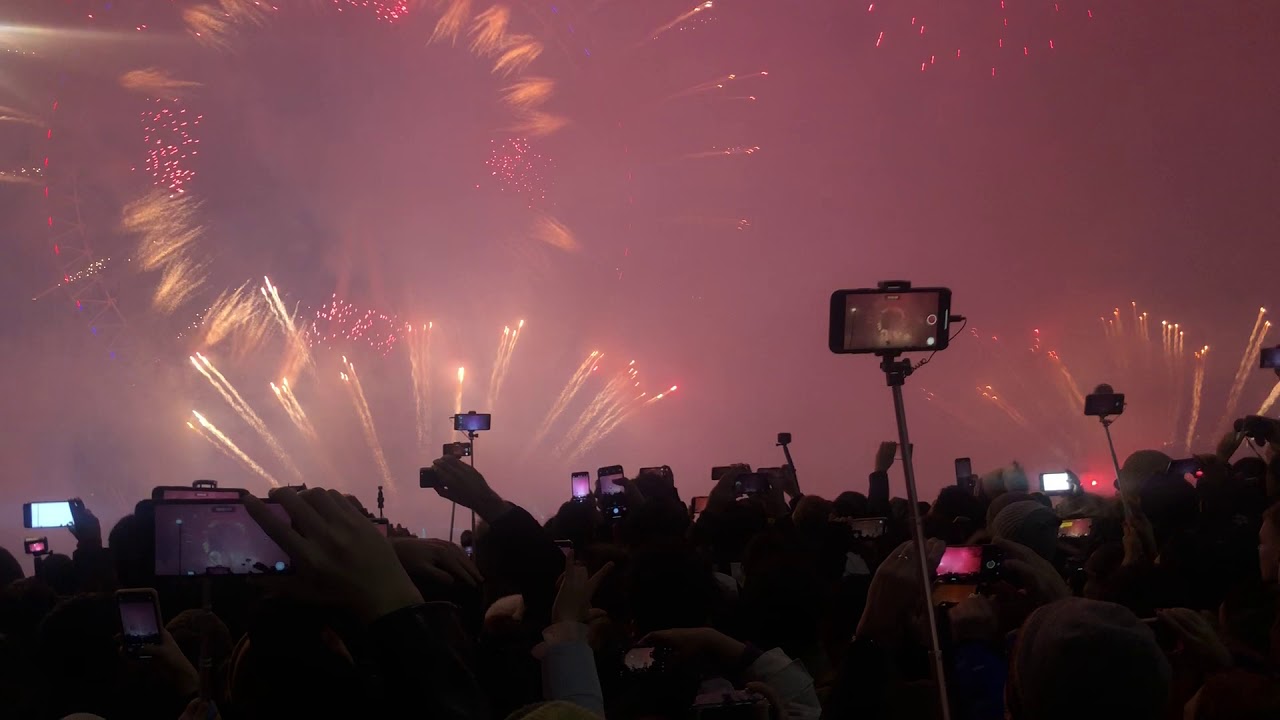 London Eye New Year 2020 Fireworks from Blue Area