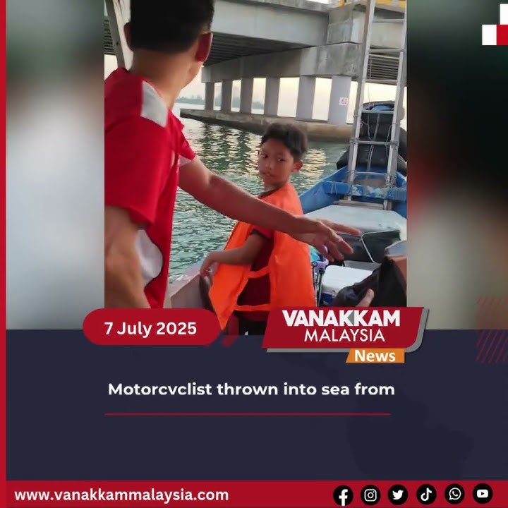 Motorcyclist thrown into sea from Penang Bridge after collision