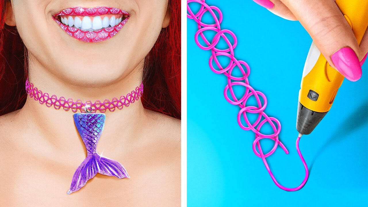 DIY MERMAID JEWELRY || Awesome 3D Pen & Epoxy Resin Hacks by 123GO ...