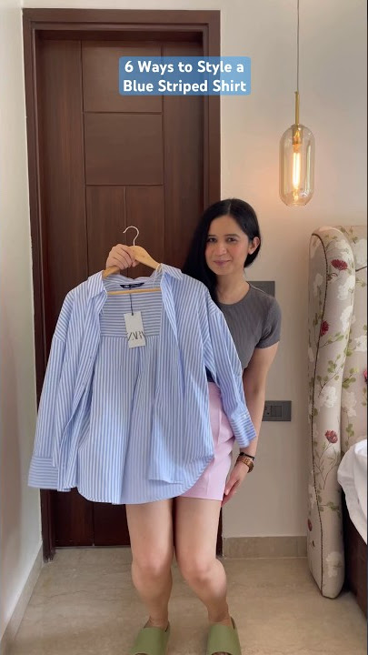 6 Ways to Style a Blue Striped Shirt | Summer Outfit Ideas ✨ #shorts #zara #officewear #casual #haul
