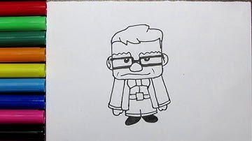 How to Drawing Up 2009 Movie Character Carl Fredricksen Easy | Carl Fredricksen drawing for Kids