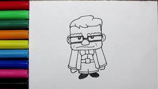 How to Drawing Up 2009 Movie Character Carl Fredricksen Easy | Carl Fredricksen drawing for Kids
