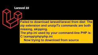 Laravel 10: Failed to download laravel/laravel from dist: The zip extension and unzip/7z commands