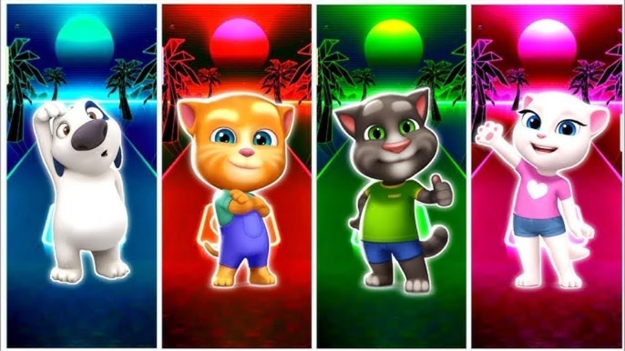 Talking Tom and Friends Tom 🆚 Angela 🆚 Ben 🆚 Hunk in Tiles Hop Coffen Dance Edm Rush