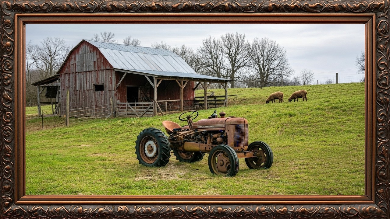 Timeless Old Farm Classic Car | Vintage Frame TV Art for Cozy Country Homes