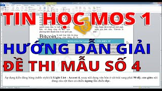 Tin học MOS 1 (Windows - Word) - Đề thi mẫu số 4
