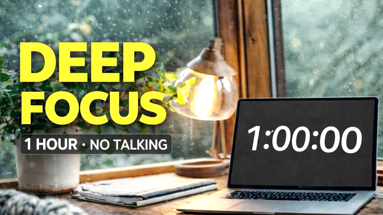 1 Hour Deep Focus Study Timer ⏱️ Rainy Window Piano for Reading (No ...
