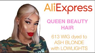 QUEEN BEAUTY HAIR 613 LACE FRONT WIG dyed ASH BLONDE with LOWLIGHTS ♡ ALEXIA FRANCESCA