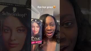 Black permanent hair dye on relaxed hair #relaxedhair #relaxedhaircare #hairdye