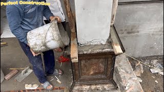 Construction Techniques For Assembling Iron Formwork And Pouring Concrete For Porch Columns
