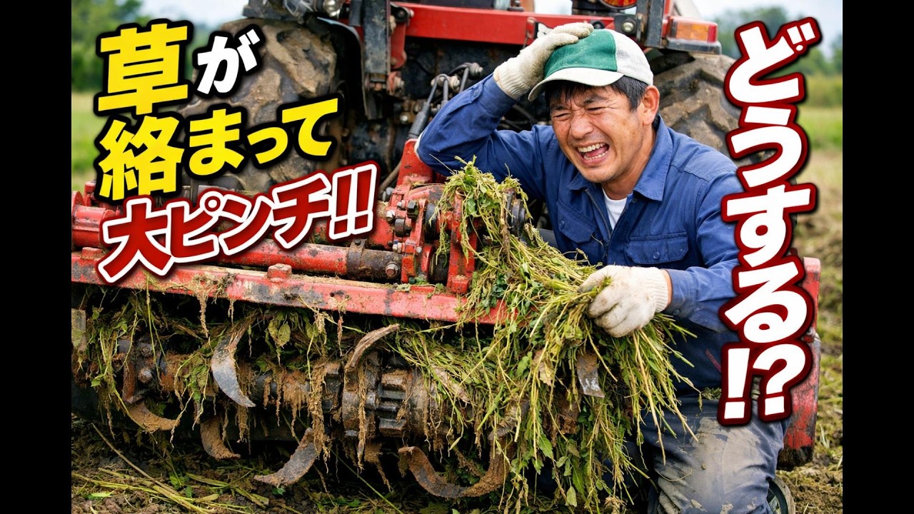 トラクターのロータリーに雑草が絡まって取るのに苦労している人必見！ほとんど費用をかけずにできる対策・裏技教えます【農業・家庭菜園・自給自足】