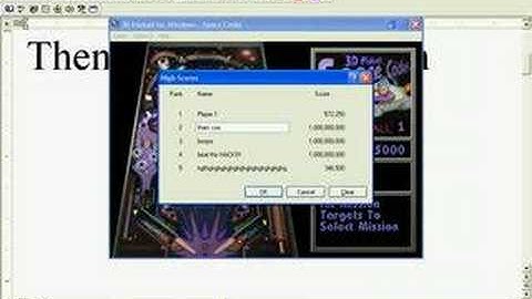 Windows XP pinball cheat