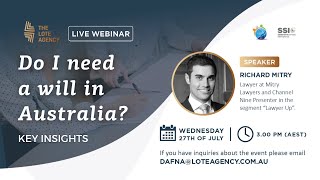 Key Insights. Webinar: Do I need a will in Australia?