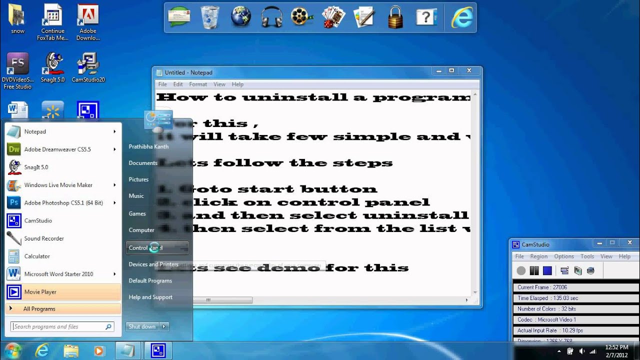 How to uninstall a program on windows 7 - YouTube