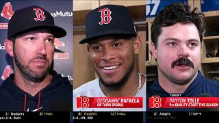 Chad Tracy, Rafaela & Tolle talk to the media after the Red Sox win the 1st two games vs the Dodgers