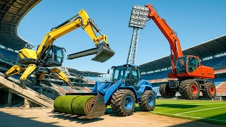 Excavator & Bulldozer Build a Massive Stadium from the Ground Up | CONSTRUCTION VEHICLES