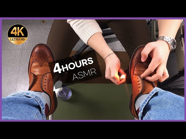 4hours Shoe Shine asmr sleep😴 You will Sleep! (No Talking)  4시간 구두닦기 슈샤인 ASMR class=