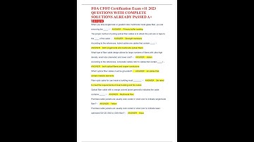 FOA CFOT Certification Exam v11 2023 QUESTIONS WITH COMPLETE SOLUTIONS ALREADY PASSED A+ VERIFIED