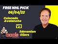 NHL Pick - Colorado Avalanche vs Edmonton Oilers Prediction, 6/4/2022 Free Best Bets & Odds