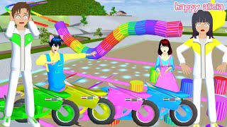 Yuta VS Mio Lomba Parkour Balap Motor Mobil Pelangi  | Sakura Simulator | Happy Alicia