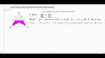 THALES THEOREM OR BASIC PROPORTIONALITY THEOREM FOR TRIANGLES