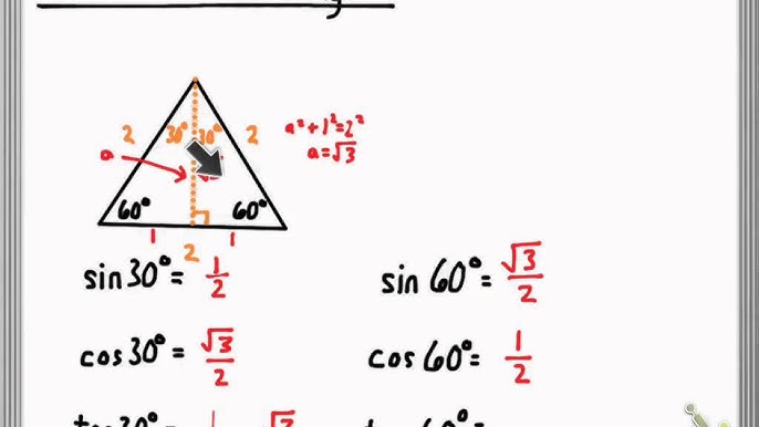 Trig Ratios For 30 60 90 Triangles Youtube