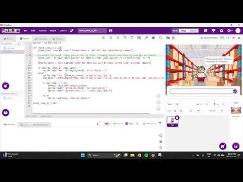 Item Checker with Add Option | Pytthon Editor  | PictoBlox
