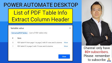 Use List of PDF Table Info to extract PDF table and column name into EXCEL - Power Automate Desktop