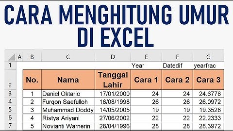 3 Cara Menghitung umur di Excel || belajar Excel  || Tutorial Excel