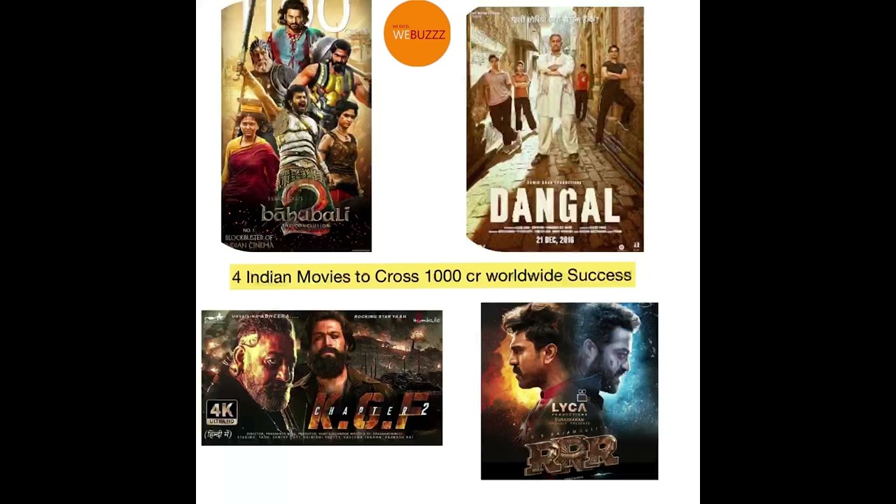 Top 4 Indian Blockbusters Movies to cross 1000 cr worldwide | Indian Cinema