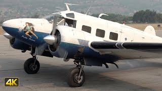 Beech 18 | Engine Start & Take Off | RARE visitor in Penticton BC Canada