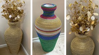 Huge Floor Vase Using DOLLAR TREE Beaded Necklaces || Thrift Store Transformations