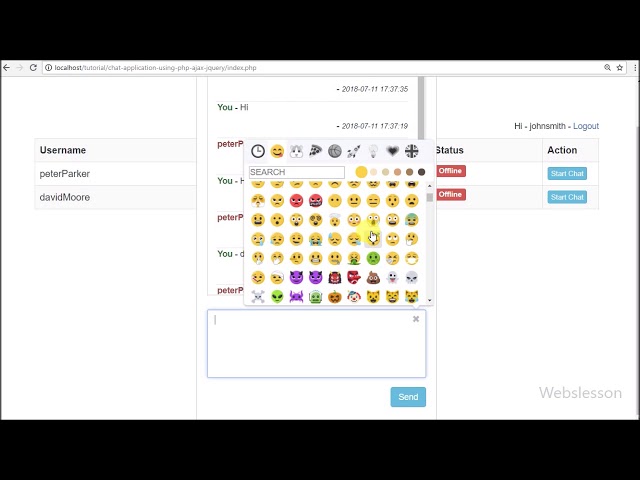 Insert Emoji - Chat Application using PHP Ajax Jquery - 9