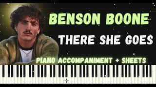 Benson Boone - There She goes Piano Tutorial + lyrics (on captions) + Sheets