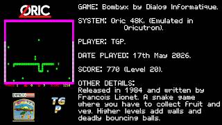 Bombyx - Dialog Informatique - Oric Atmos 48K - Emulated (Oricutron) - Level 20 - 770 points.