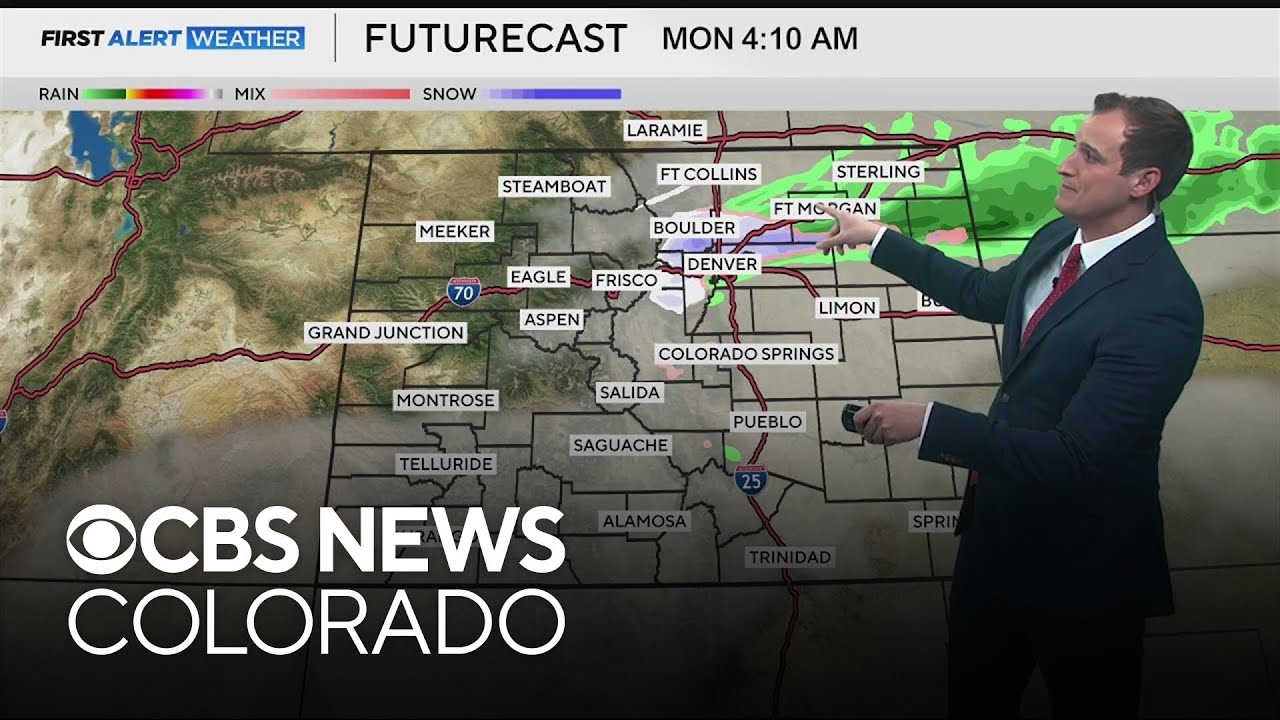 Rain and snow across Colorado Sunday night into Monday - YouTube